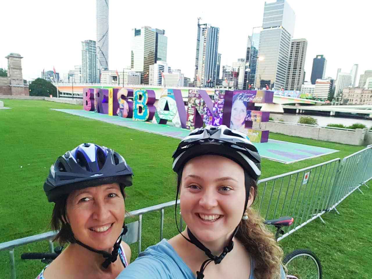 Beppie and Madeleine at Southbank in Brisbane